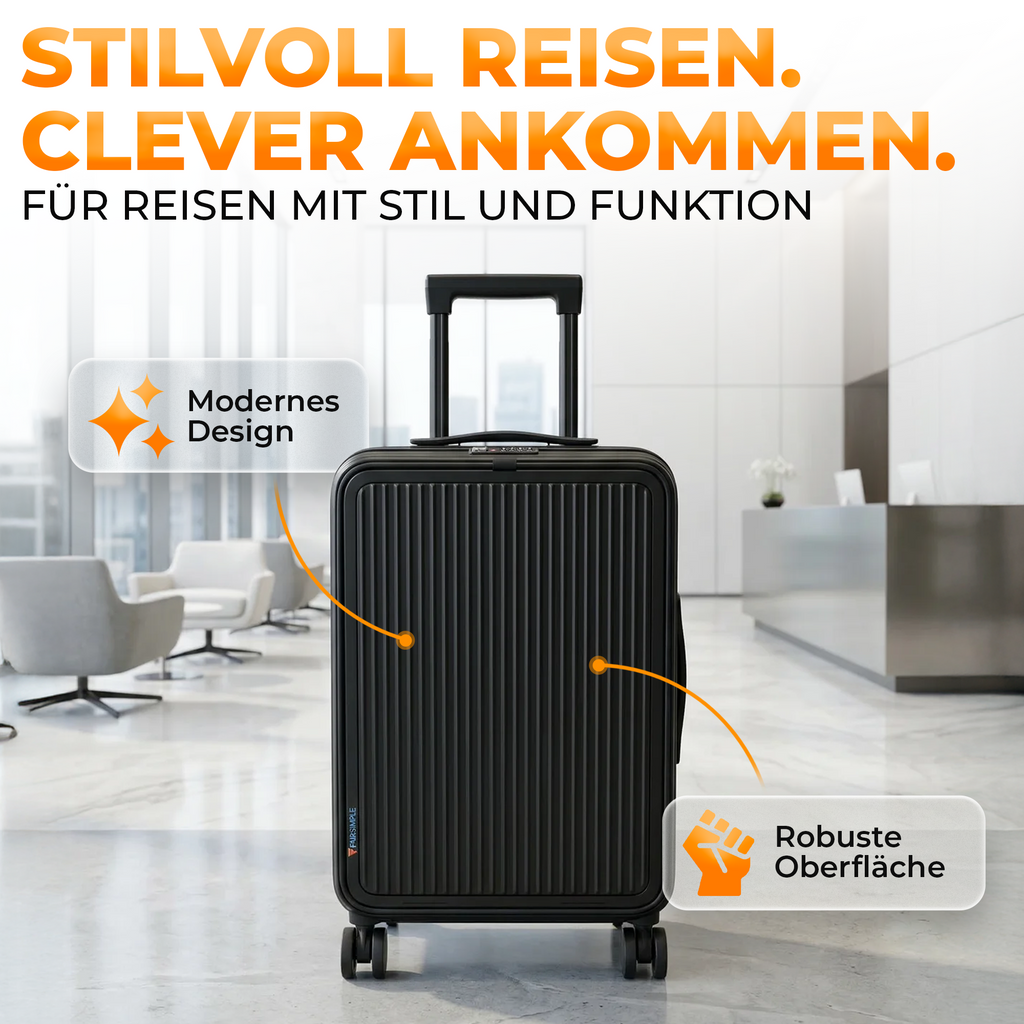 20 Zoll Aluminium Trolley Koffer mit Laptopfach, TSA Schloss & 4 Rollen