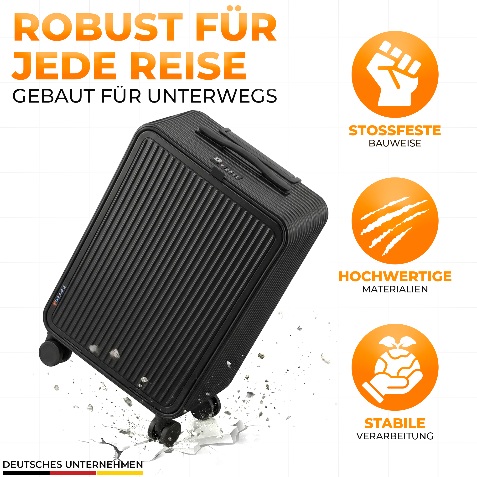 20 Zoll Alu Aluminium Trolley Koffer mit Laptopfach, TSA Schloss & 4 Rollen