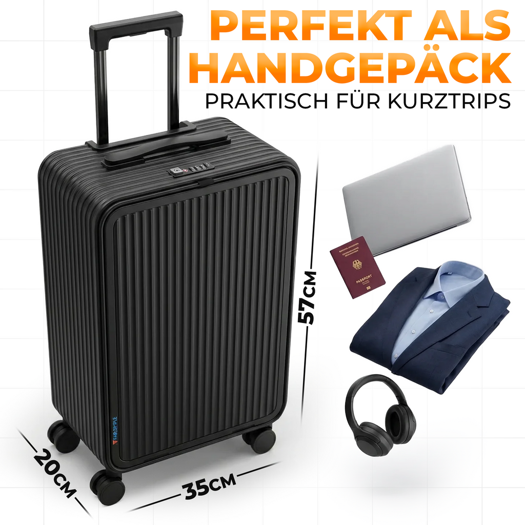 20 Zoll Aluminium Trolley Koffer mit Laptopfach, TSA Schloss & 4 Rollen