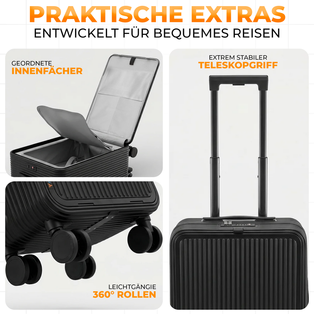 20 Zoll Aluminium Trolley Koffer mit Laptopfach, TSA Schloss & 4 Rollen