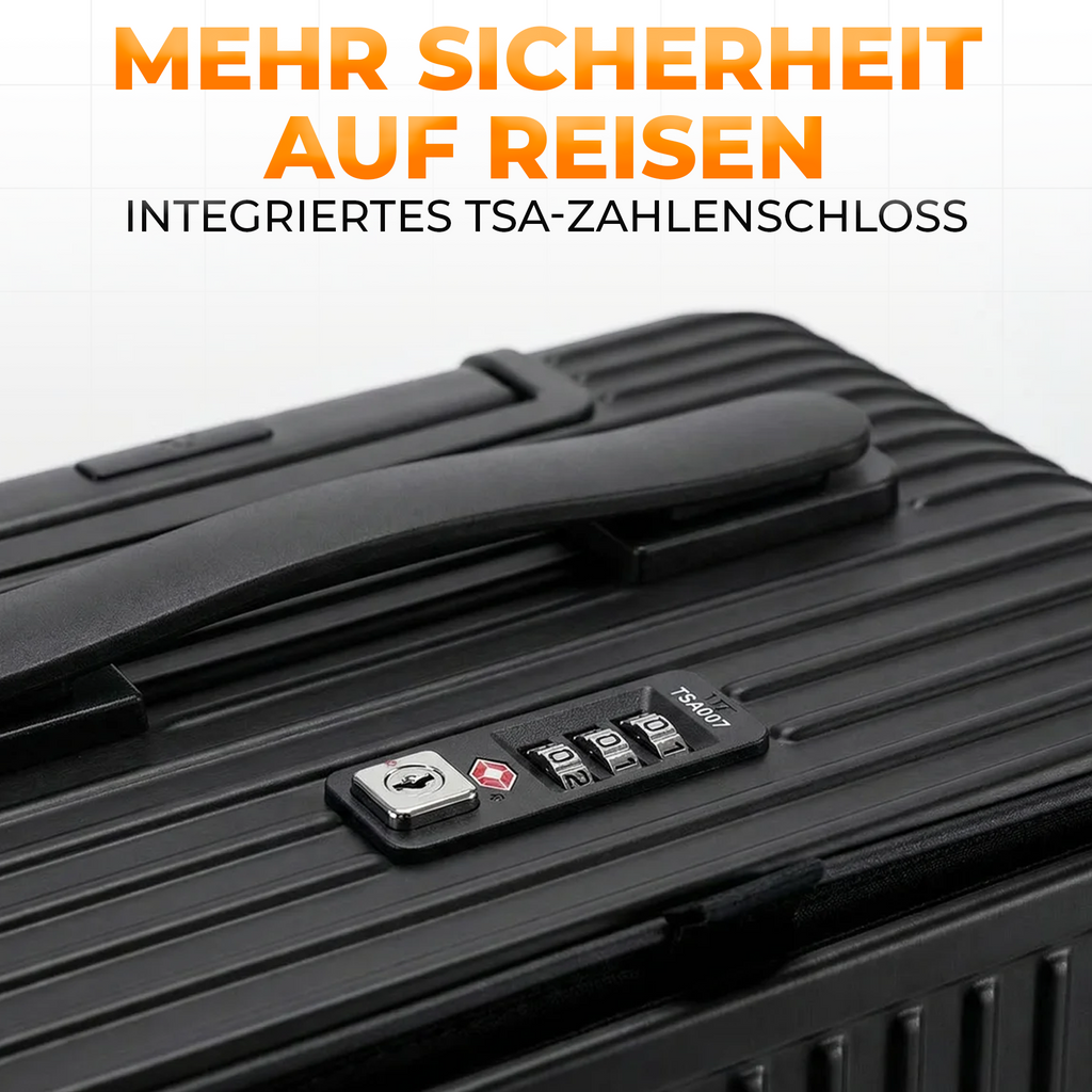 20 Zoll Aluminium Trolley Koffer mit Laptopfach, TSA Schloss & 4 Rollen
