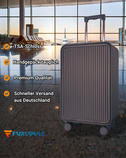 20 Zoll Alu Aluminium Trolley Koffer mit Laptopfach, TSA Schloss & 4 Rollen